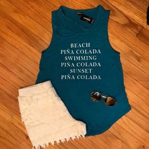 NWT, Teal graphic summer tank 🍹